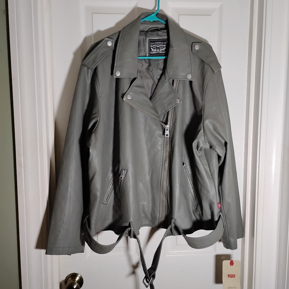 Levi's Moto Lined Jacket Sage Faux Leather 4X
